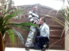 Police man sucks dick outdoor