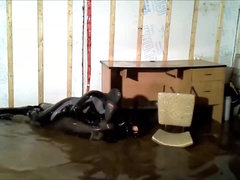 frogman surprises and shoots his load in the enemy frogman flooded lair