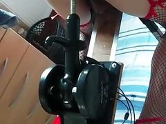 Sissy schoolgirl on fucking machine