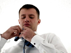 Skinny teen is taking off his clothes and gets jerked off