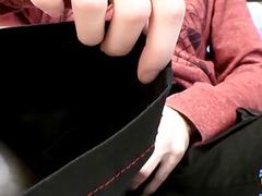 Twink strips his clothes to stroke his big dick solo