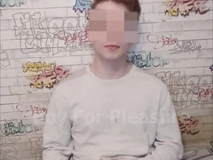 Teenager guy strokes off and drinks jism