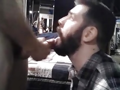 Sub sucking and feeding on his man's load