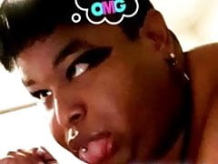 Ebony sissy twerks and masturbates