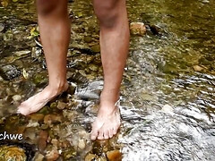 A foot bath in the river