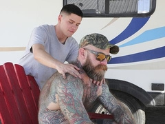 Stepson Dylan Hayes fucked outdoors by Jack Dixon