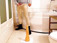 Fetish masturbation and dildo fuck in the bathroom