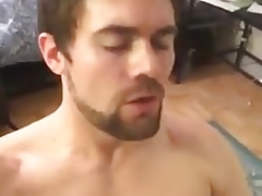 Bearded cute guy cums