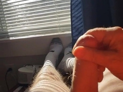 Tongued my precum and munched my hot geyser of jizm!!