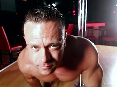 Muscular stripped likes to tease and gently undress to masturbate