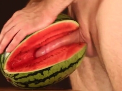 Muscular Stud Fucks and Cums on Watermelon