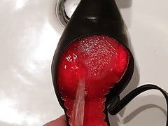 Pissed in her shoe, still warm from her fantastic sheer foot