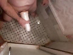 verbal fit man fucks his fleshlight in the shower and cums
