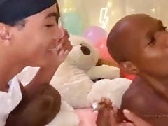 Twins show daddy a good time