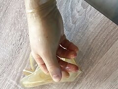 LATEX gloves wanking and cumming