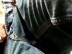 Straight guy Bryce Corbin tugs his erect cock and cums