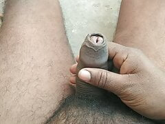 Hot Male showing Black huge cock skin removal slowely