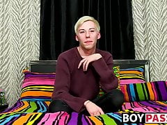 Young twink interviewed before jerking off hard