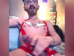 Edging big cock, draining, gay bedroom
