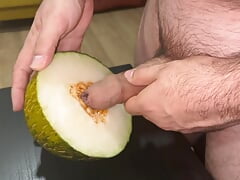 MELON wants to FUCK and I give her COCK all the way down - Fruit fuck Sex with fruits food cumshot on food