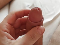 morning masturbation with lot of precum and cum
