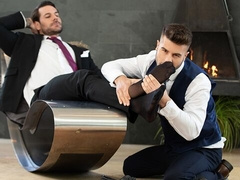 Allen King bending over for suited-up sexpot Papi Kocic