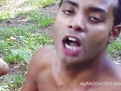 Hot outdoor sex with two sexy boys