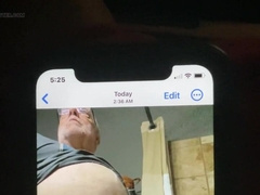 Grandfather tugging off