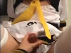 Amateur Asian CD cums while riding cock