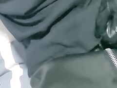 Leather Twink Jerking Off His Big Cock