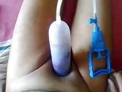 Pumping pierced cock