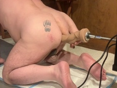 Gay dildo, anal toy, lots of precum