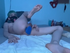 Gay femboy, bad dragon creampie, striptease