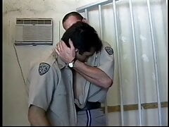 Horny cop bent over fucked in the ass against chair