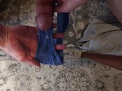 Fat cock cums in wife's dirty panties