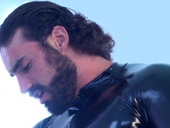 Gagged man begs his master for cock in the ass