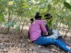 Steamy Indian gay threesome - three college students indulge in a passionate outdoor encounter amidst a picturesque flower field