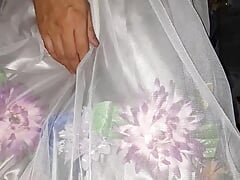 Masturbating wearing cute bridesmaid dress