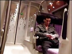 Dare to strip and JO in train