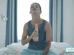 Scorching Inked Youngster Noah Drains Off His Immense Man-meat And Money-shots!