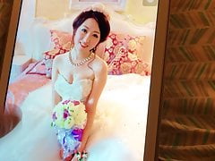 Cum tribute bride in her wedding dress with dirty talk