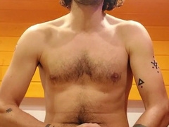 Inked Hippie Man has Strenuous Noisy Climax and Adorns his Forearm with Scorching Jizz