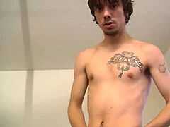 inked straight thug draining after using a dance pillar