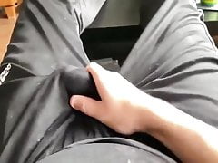 Chilling in my cum stained trackies and adding another load