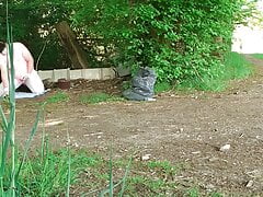 Chubby Femboy Masturbates in Public in cute Leotard