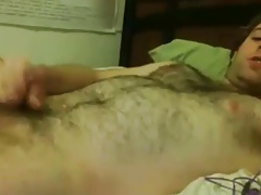 Sexy hairy cub shooting several times