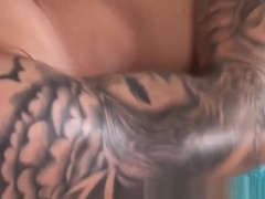 Inked twunk jerksoff cum after massage