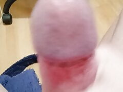 Hot guy wanks big cock before bed