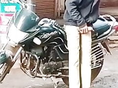 Indian man pumping upr penis in open street