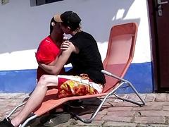 Being outdoors makes these gay babes horny